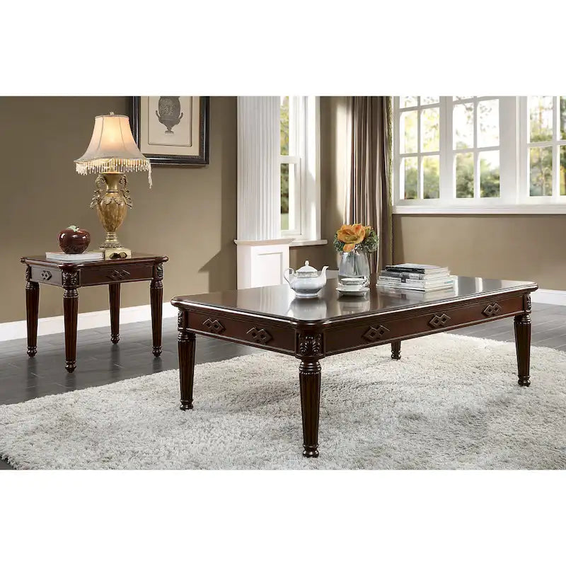 Espresso Coffee Table with Turned Legs
