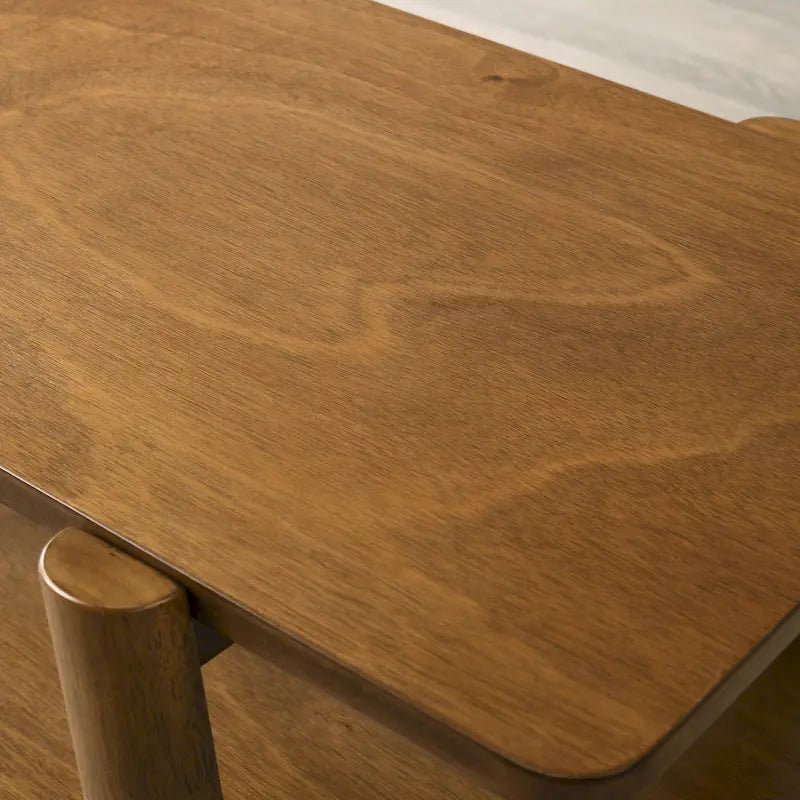 Mid-Century Modern Wood Shelf End Table, Walnut Finish