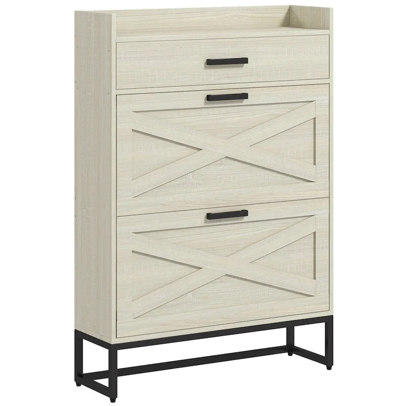 Shoe Cabinet with Doors, 6-Tier Shoe Storage Cabinet with Adjustable Shelves, Wooden Shoes Rack Shoe Storage Organizer