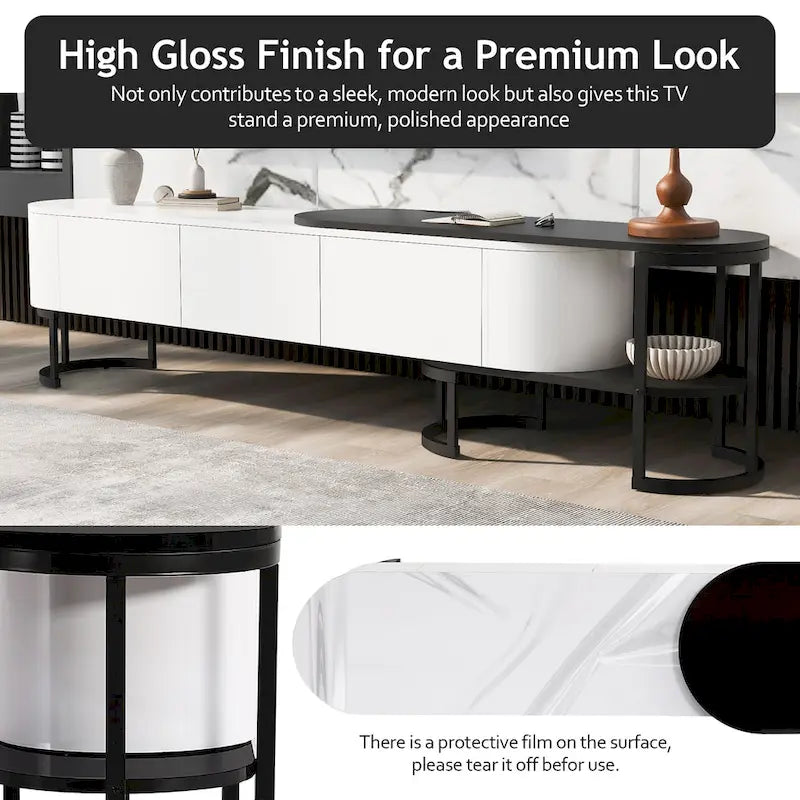 67.7-76.4Extendable TV Stand for TVs up to 75 Inches,Entertainment Center Media Console with 3 Drawers,Metal Adjustable Legs
