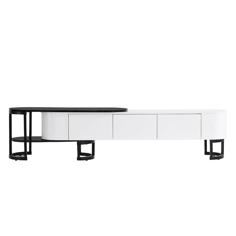 67.7-76.4Extendable TV Stand for TVs up to 75 Inches,Entertainment Center Media Console with 3 Drawers,Metal Adjustable Legs