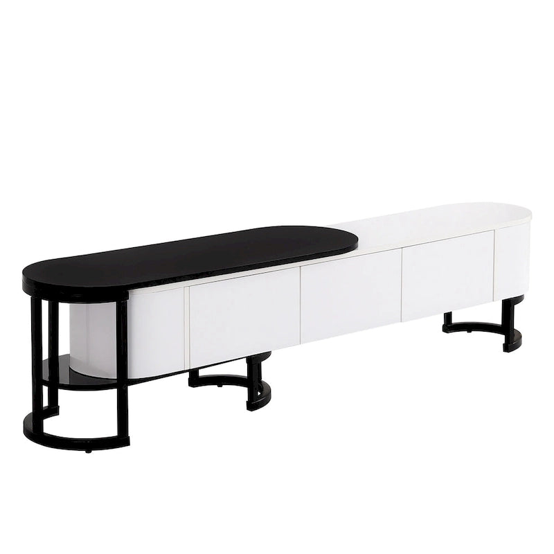 67.7-76.4Extendable TV Stand for TVs up to 75 Inches,Entertainment Center Media Console with 3 Drawers,Metal Adjustable Legs