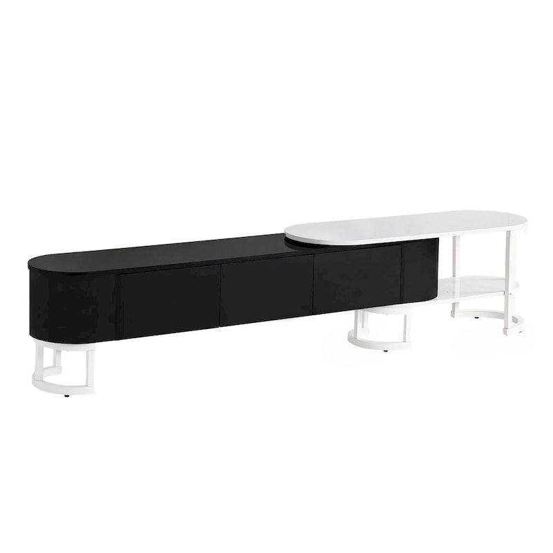 67.7-76.4Extendable TV Stand for TVs up to 75 Inches,Entertainment Center Media Console with 3 Drawers,Metal Adjustable Legs