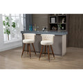 Vintage Upholstered Bar Stools with Backrest and Footrest, 360° Swivel