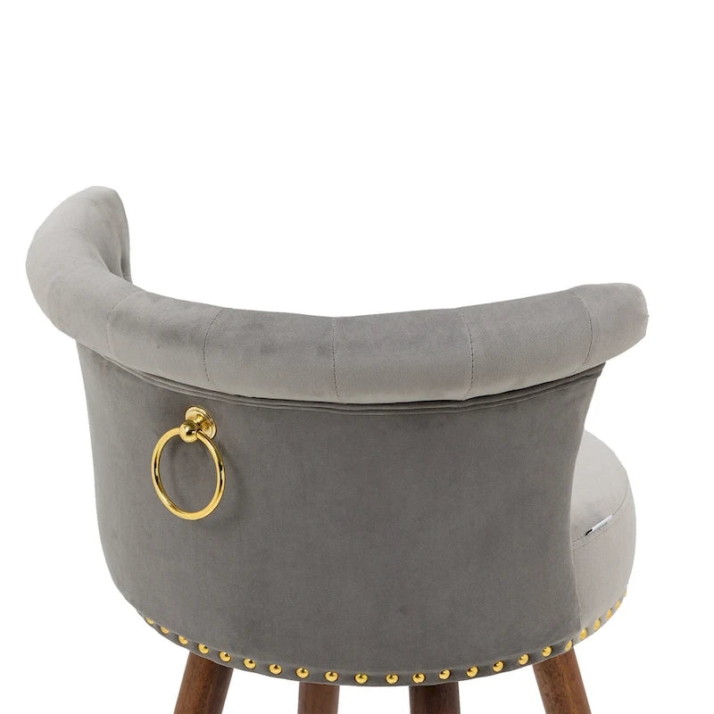 Vintage Upholstered Bar Stools with Backrest and Footrest, 360° Swivel