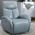 270° Genuine Leather Swivel Rocker Power Recliner with Lumbar Support