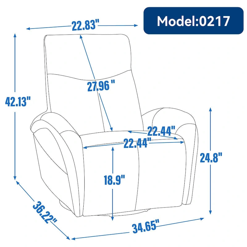 270° Genuine Leather Swivel Rocker Power Recliner with Lumbar Support
