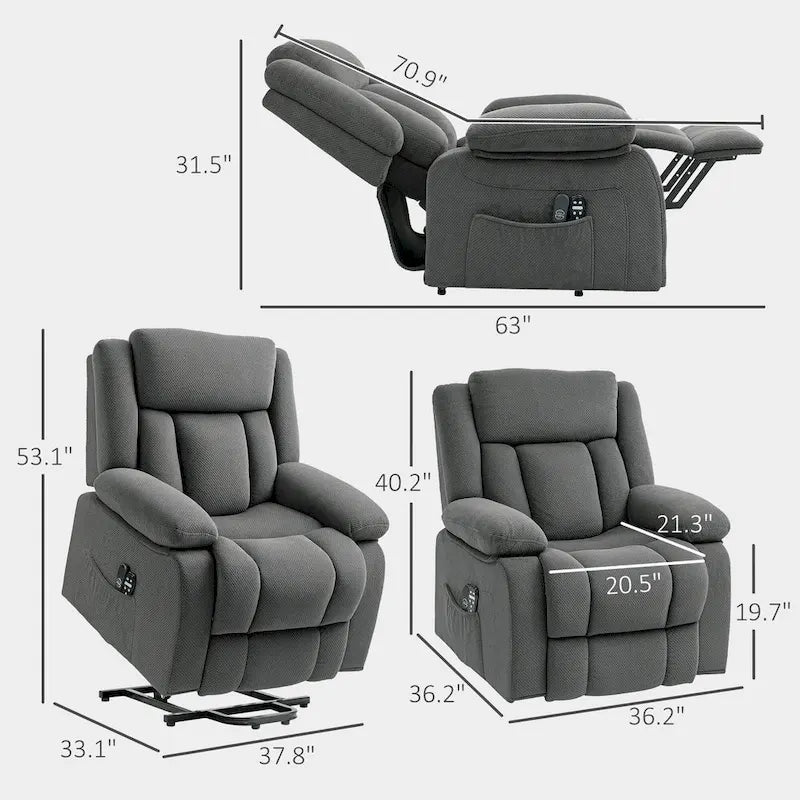 Power Lift Recliner Chair for Elderly with Massage and Heat