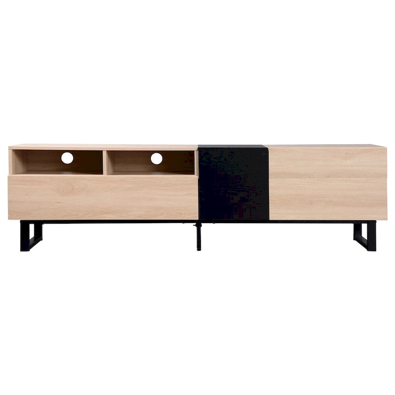 TV Stand for 80 TV with Double Storage Space, Media Console Table, Entertainment Center with Drop Down Door
