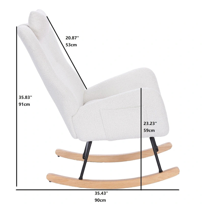Teddy Upholstered Nursery Rocking Chair for Living Room Bedroom