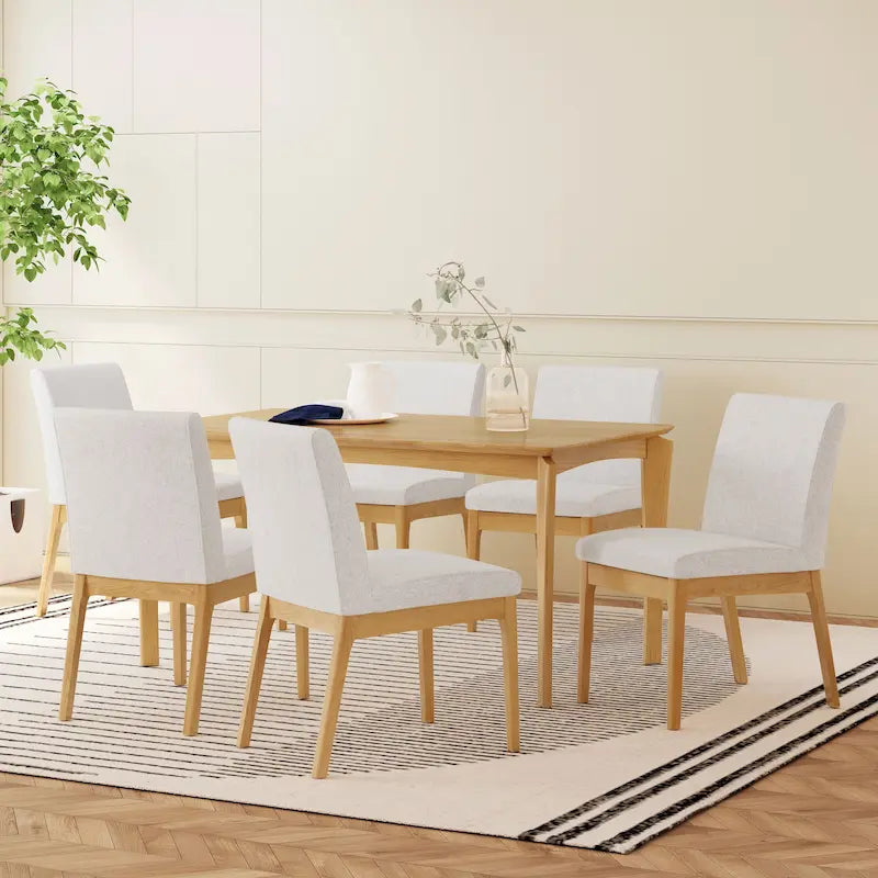 Mid-Century Modern Wood 7-Piece Dining Set
