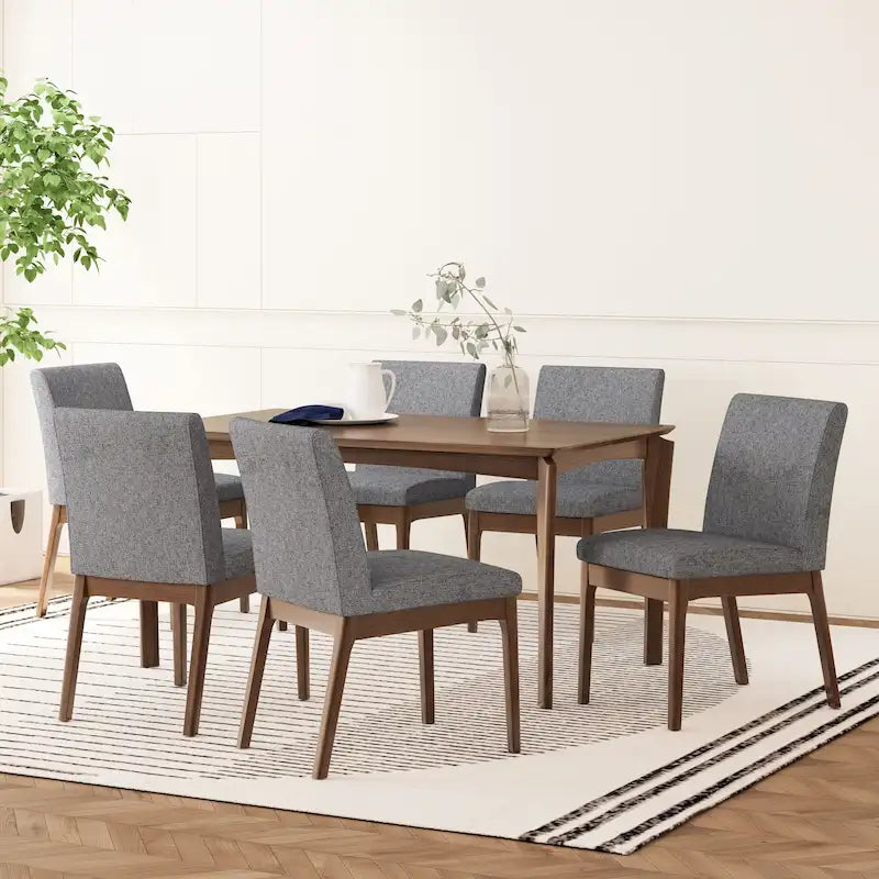 Mid-Century Modern Wood 7-Piece Dining Set