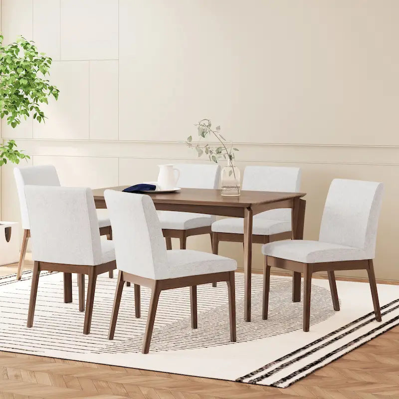 Mid-Century Modern Wood 7-Piece Dining Set