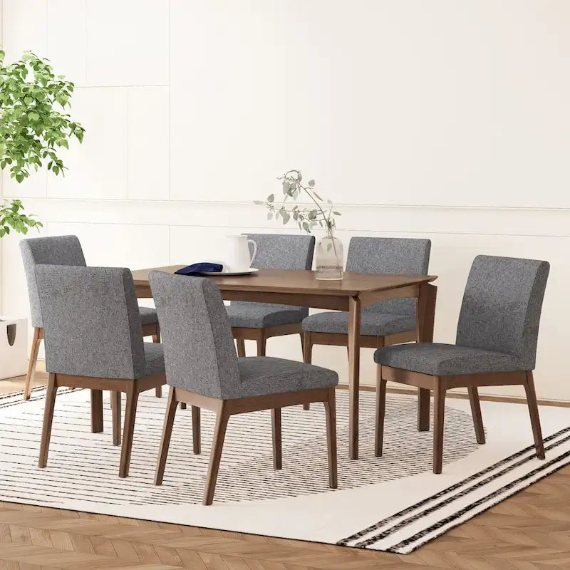 Mid-Century Modern Wood 7-Piece Dining Set