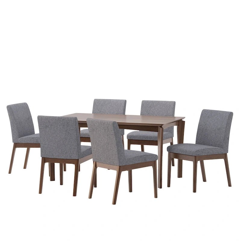 Mid-Century Modern Wood 7-Piece Dining Set