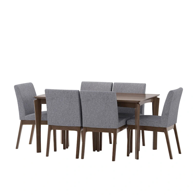 Mid-Century Modern Wood 7-Piece Dining Set