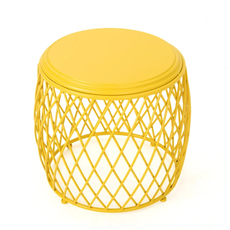 19" Round Lattice Iron Side Table