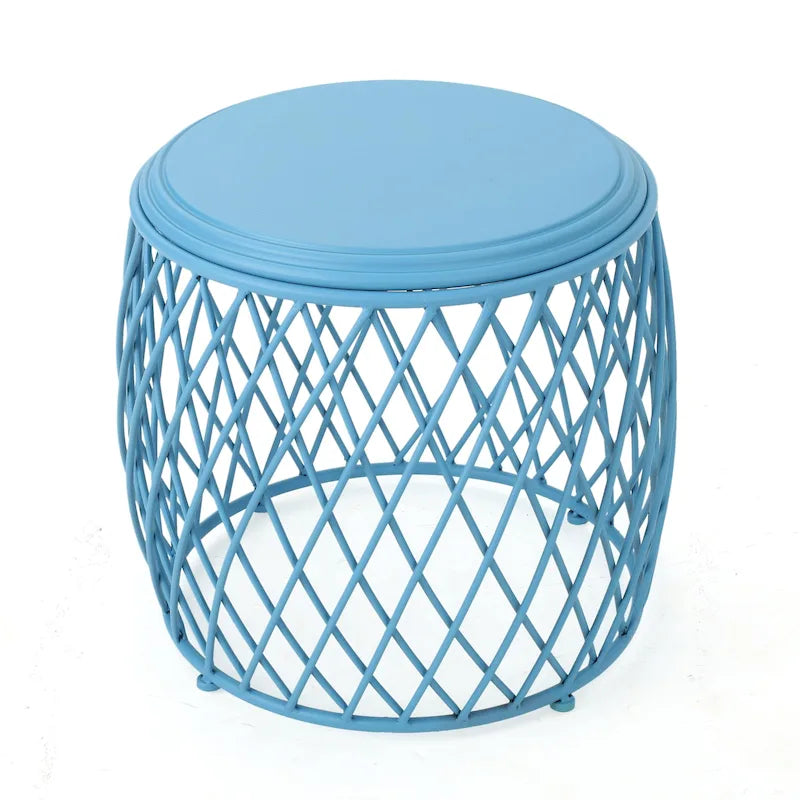 19" Round Lattice Iron Side Table
