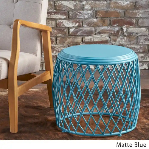 19" Round Lattice Iron Side Table