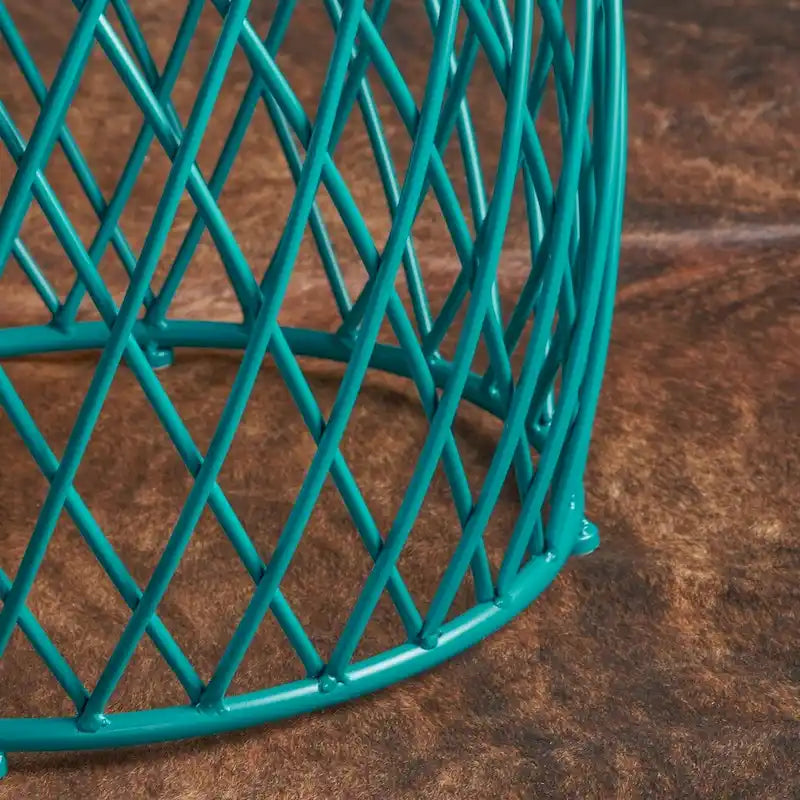 19" Round Lattice Iron Side Table