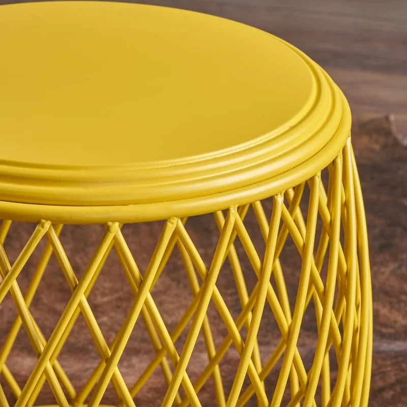 19" Round Lattice Iron Side Table
