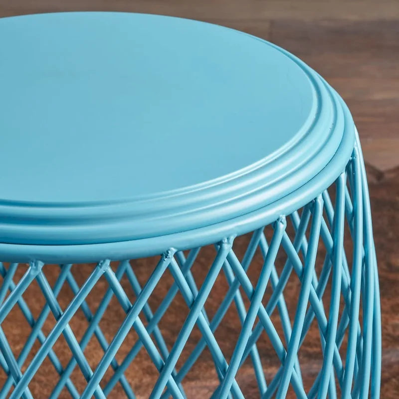 19" Round Lattice Iron Side Table