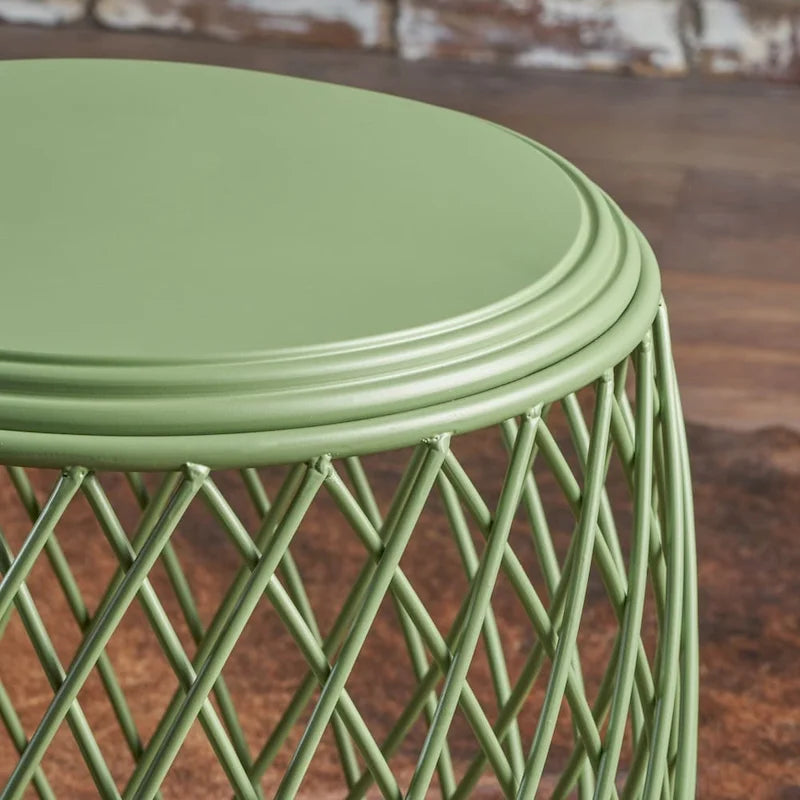 19" Round Lattice Iron Side Table