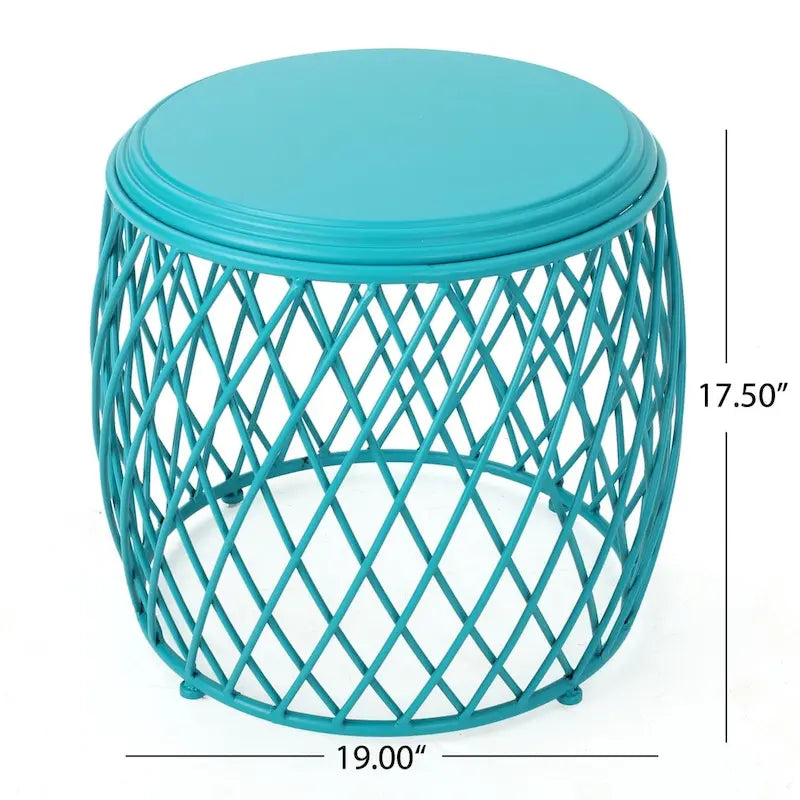 19" Round Lattice Iron Side Table
