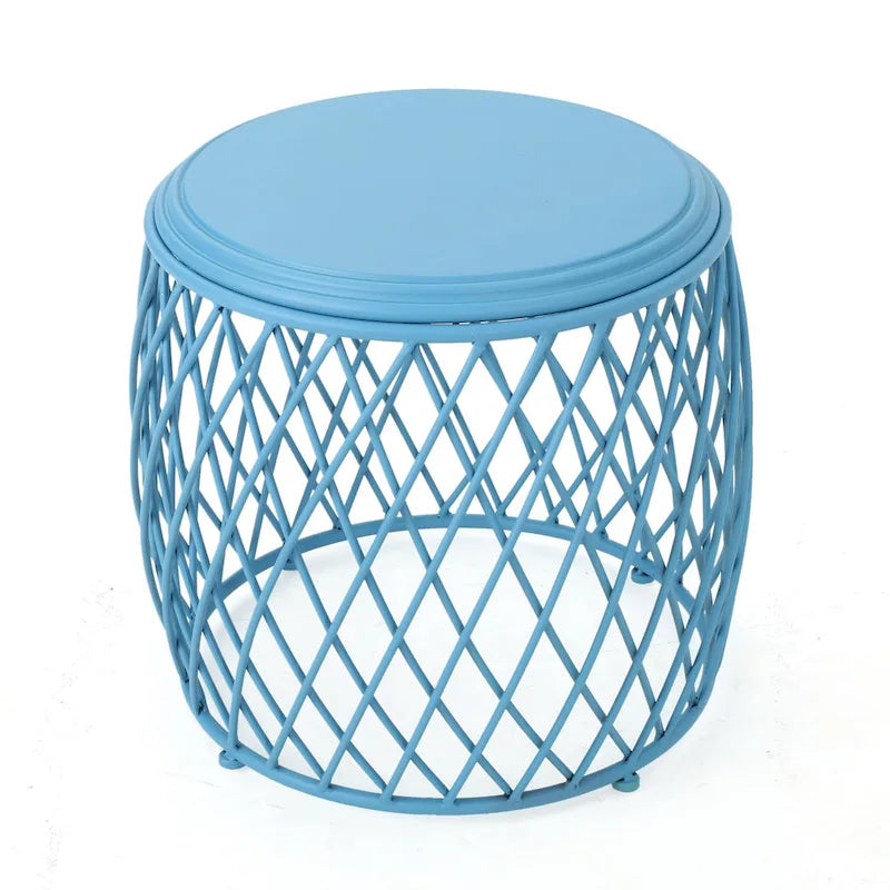19" Round Lattice Iron Side Table