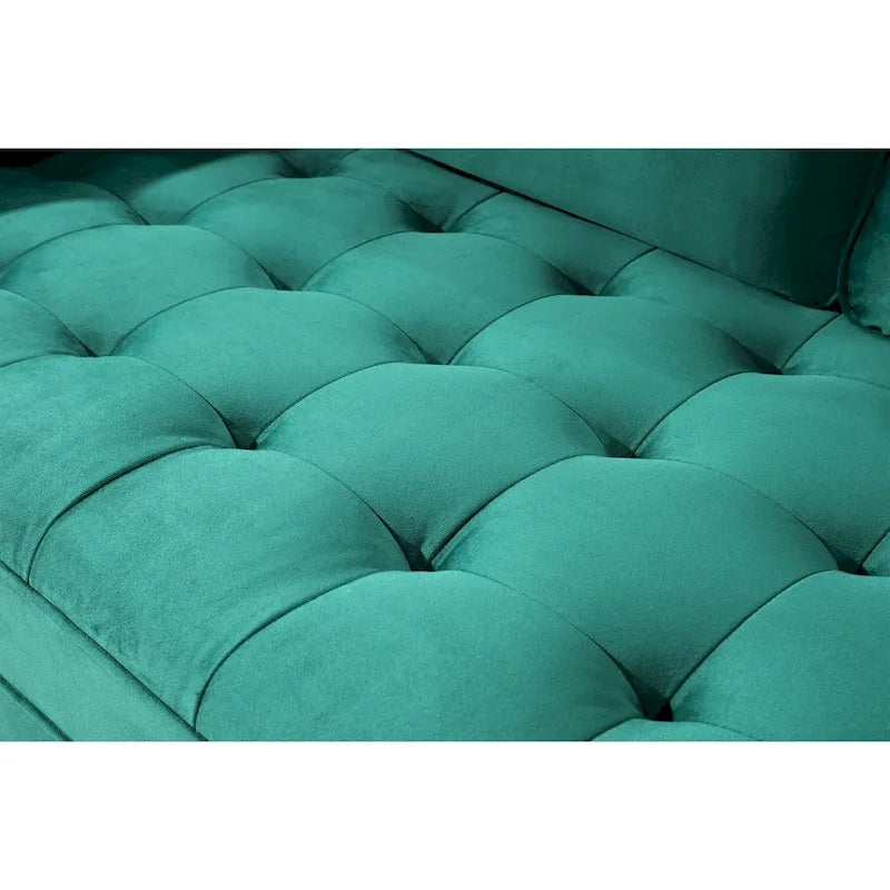 Mid-Century Modern Tufted Velvet Sofa