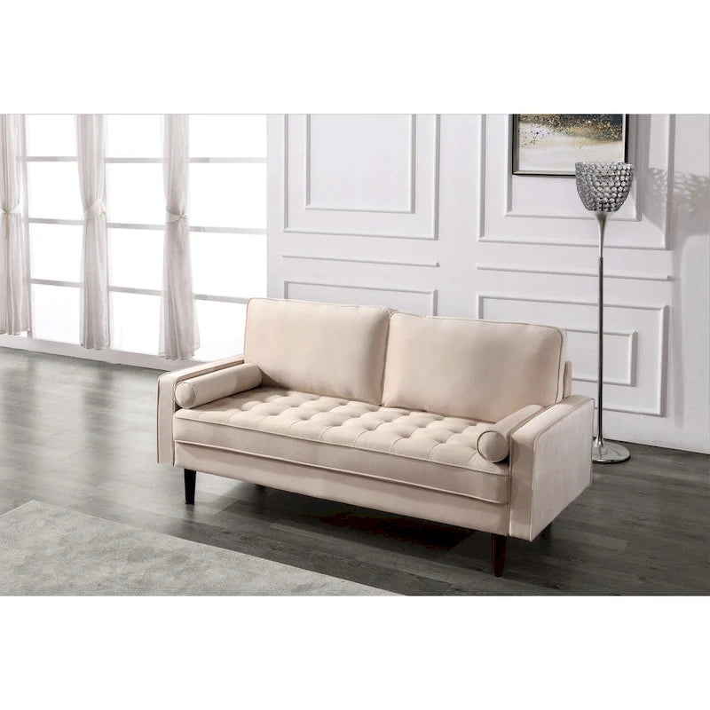Mid-Century Modern Tufted Velvet Sofa