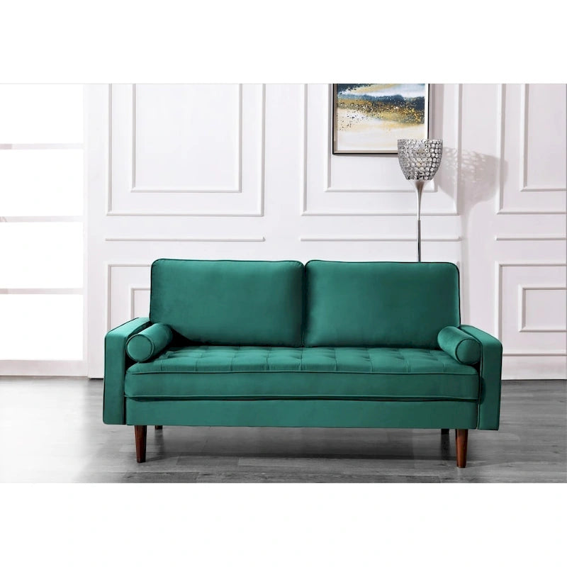 Mid-Century Modern Tufted Velvet Sofa
