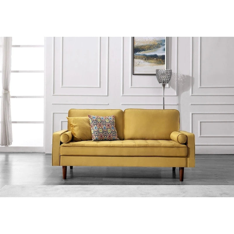 Mid-Century Modern Tufted Velvet Sofa