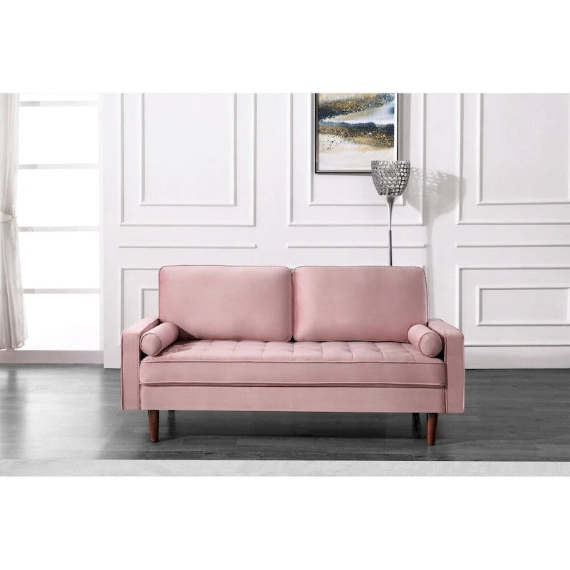 Mid-Century Modern Tufted Velvet Sofa