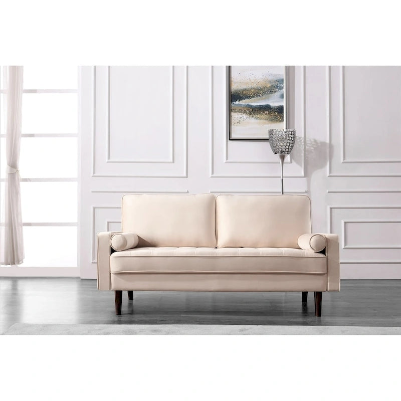 Mid-Century Modern Tufted Velvet Sofa