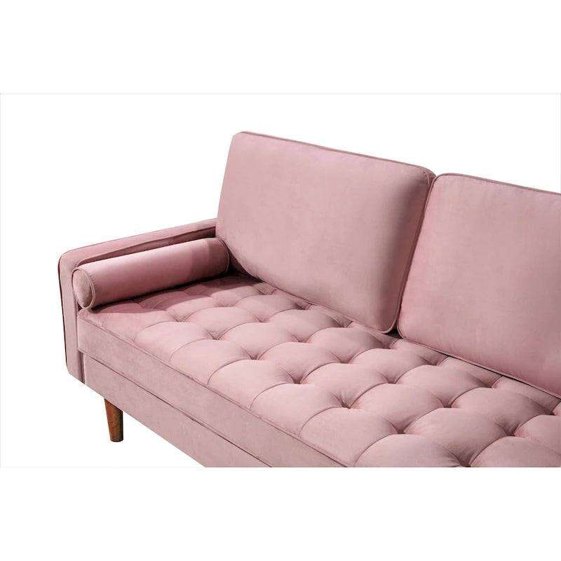 Mid-Century Modern Tufted Velvet Sofa