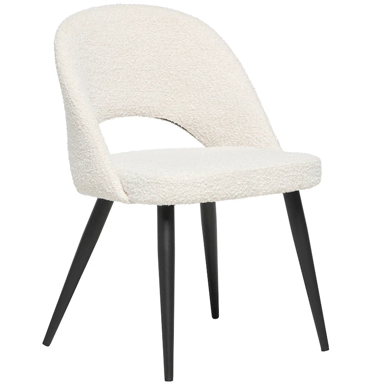 Mid-Century Modern French Boucle Upholstered Dining Chair
