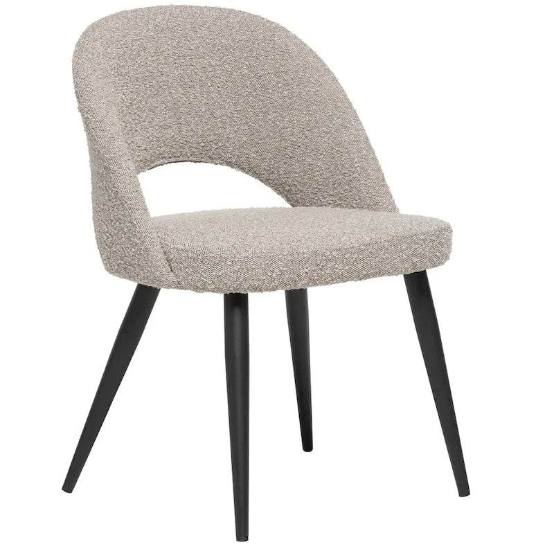 Mid-Century Modern French Boucle Upholstered Dining Chair