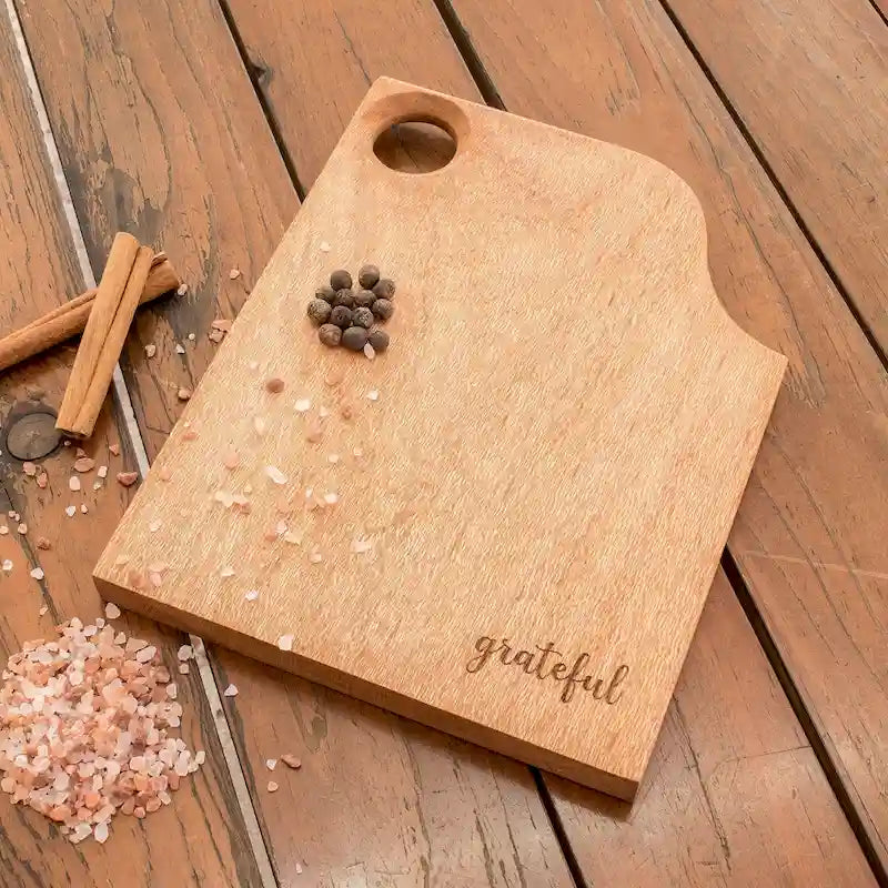 Handmade Wood Cutting Board with Grateful Inscription