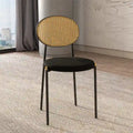 Modern Dining Chair with Upholstered Velvet Seat and Wicker Back