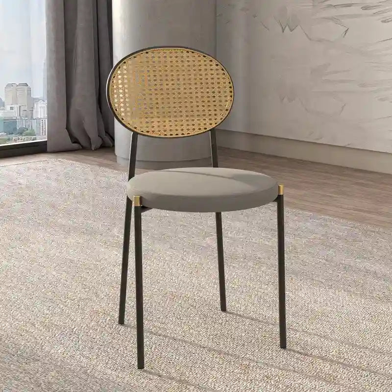 Modern Dining Chair with Upholstered Velvet Seat and Wicker Back