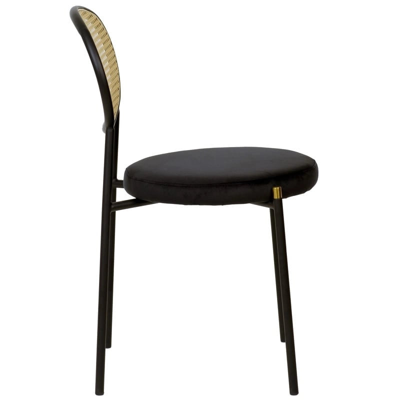 Modern Dining Chair with Upholstered Velvet Seat and Wicker Back