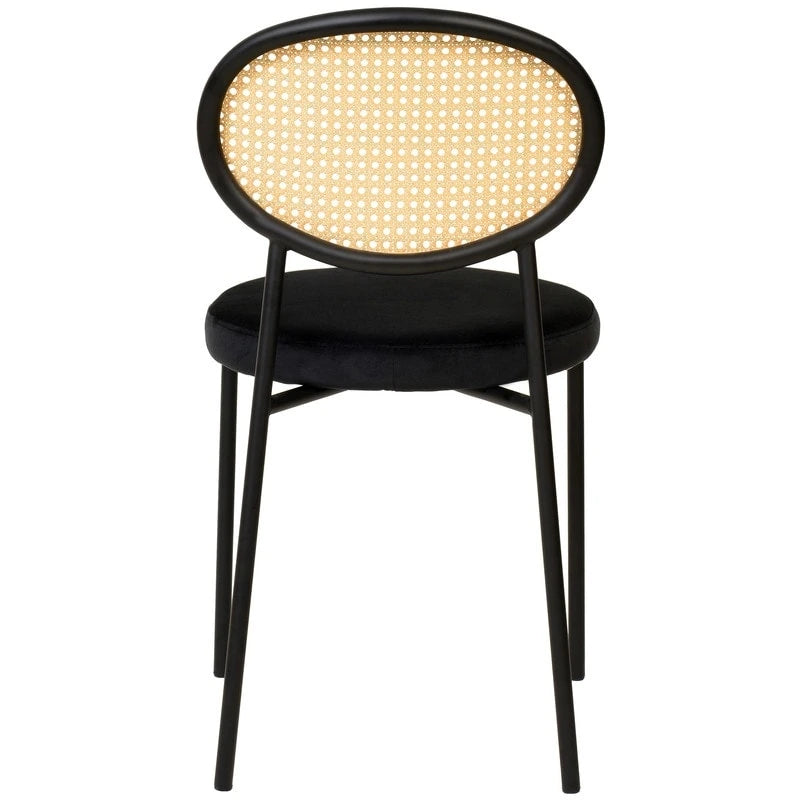 Modern Dining Chair with Upholstered Velvet Seat and Wicker Back