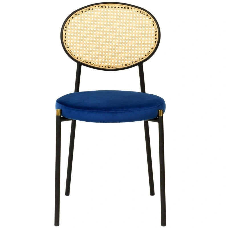 Modern Dining Chair with Upholstered Velvet Seat and Wicker Back