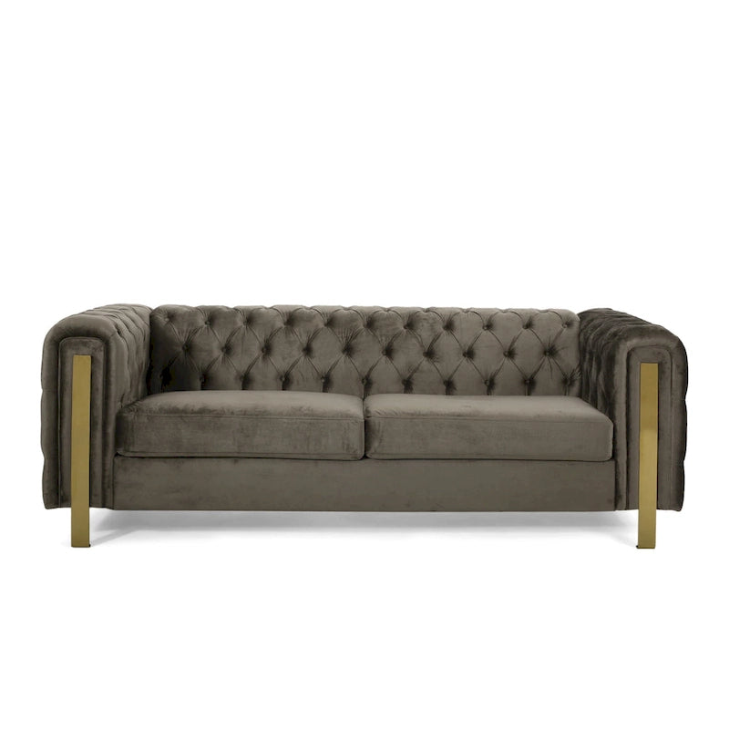 Modern Glam Tufted Velvet 3-Seater Sofa
