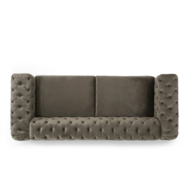 Modern Glam Tufted Velvet 3-Seater Sofa