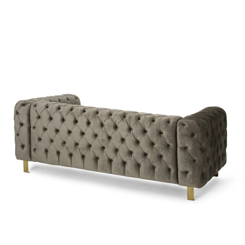 Modern Glam Tufted Velvet 3-Seater Sofa