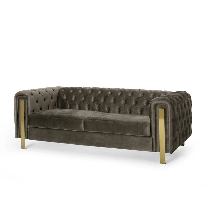 Modern Glam Tufted Velvet 3-Seater Sofa
