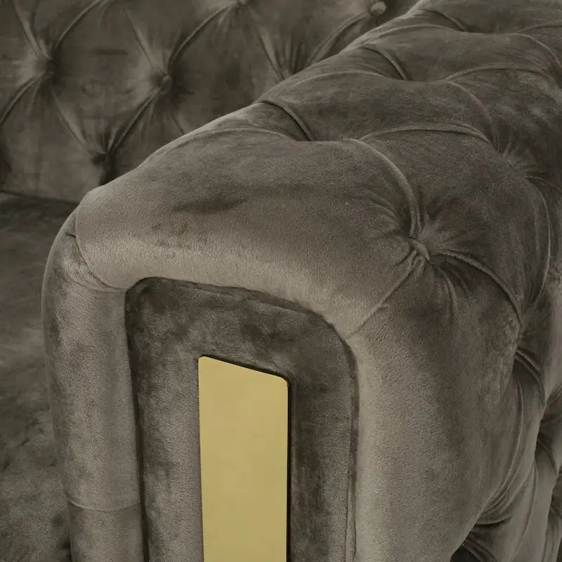 Modern Glam Tufted Velvet 3-Seater Sofa