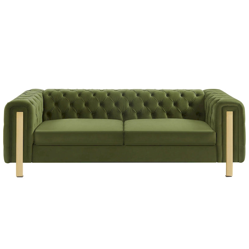 Modern Glam Tufted Velvet 3-Seater Sofa